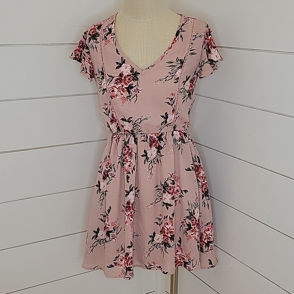 As U Wish by Francescas XS pink floral mini dress
